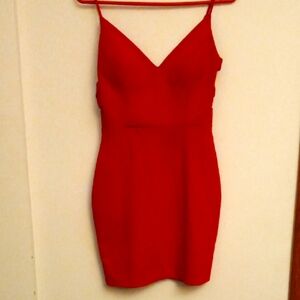 Red Sexy Spaghetti Strap Bodycon Mini Dress Made in USA Size M